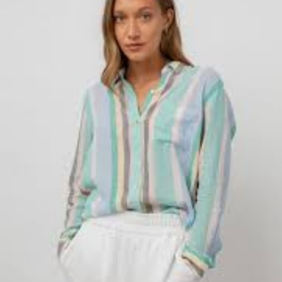 NWT RAILS The Charli shirt in Jamaica stripe size large - Picture 7 of 10